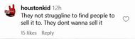 Another user claims TikTok won't sell their company (image via @houstonkid on Instagram)